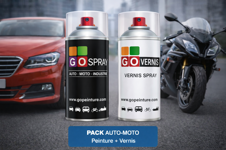 Pack peinture auto-moto + vernis en spray
