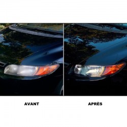 Avant Après restauration de phares avec kit de réparation GOPEINTURE