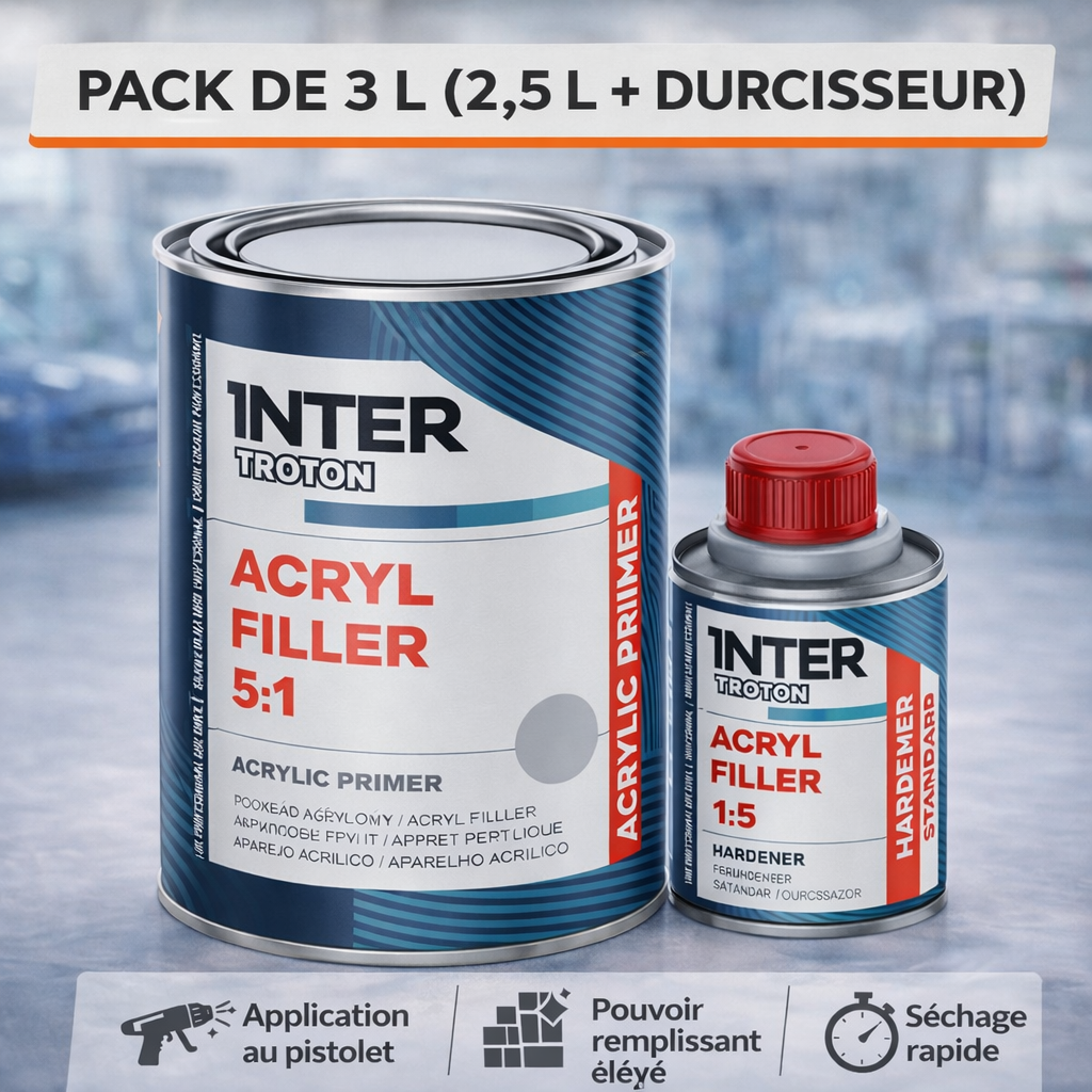 Apprêt garnissant carrosserie .Pack de 3 litres