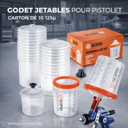 Godets jetables type PPS - Carton de 10 avec adaptateur