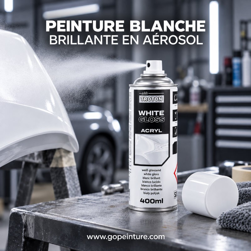 Peinture blanche brillante en aérosol GOPEINTURE