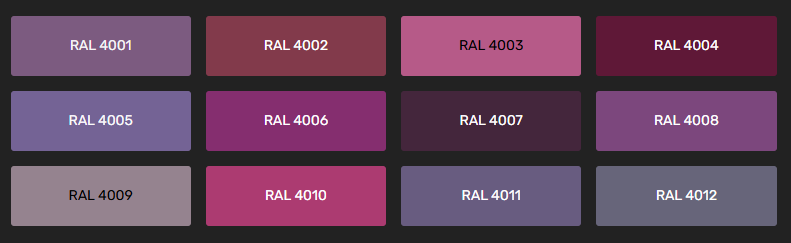 Les teintes violet -RAL